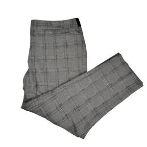 LIZ CLAIBORNE Womens Pants 14 Gray Black Plaid Emma Stretch Ankle Classic